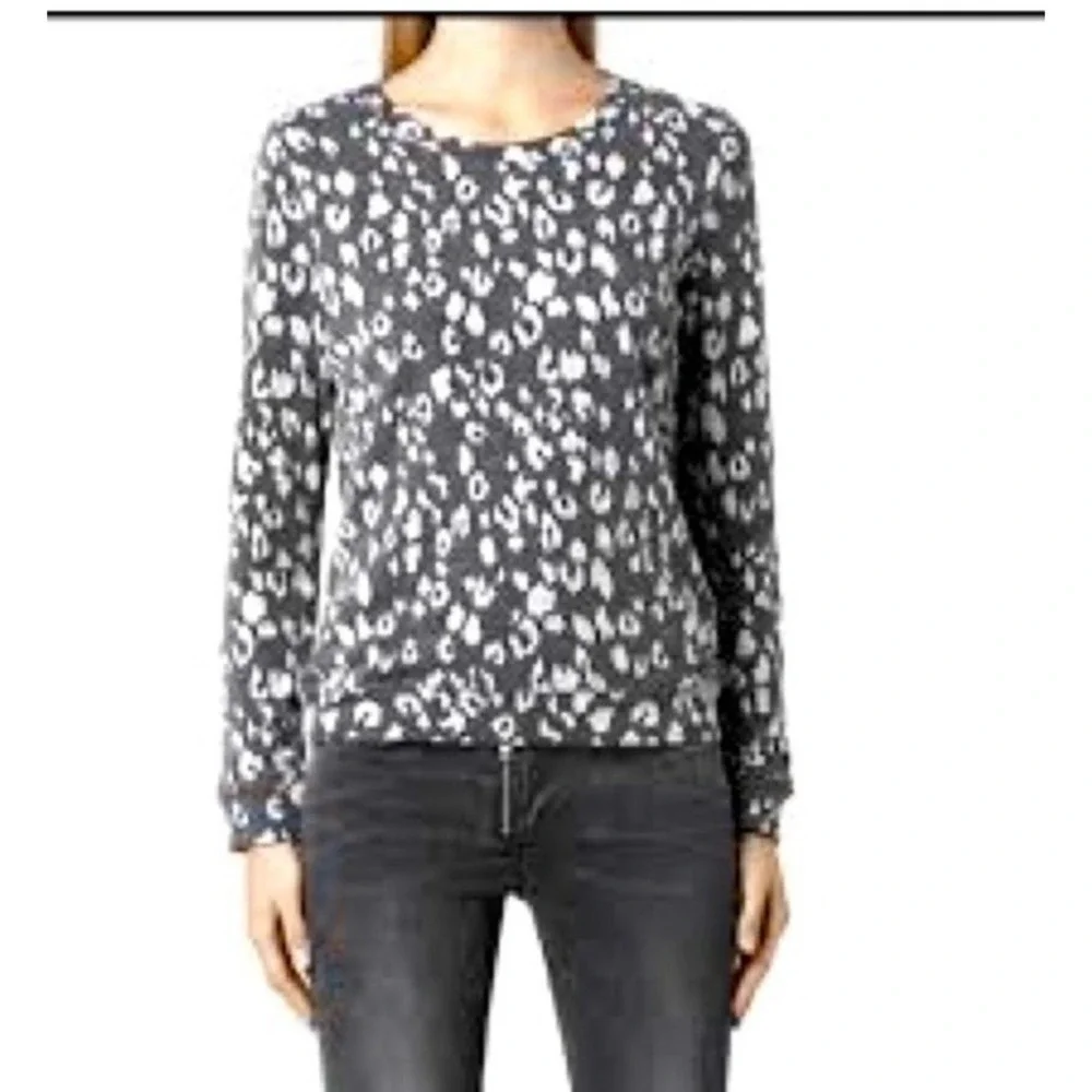 Allsaints Women Animal‎ Print Sweater Long Sleeve Size 4 Crewneck Casual Office
